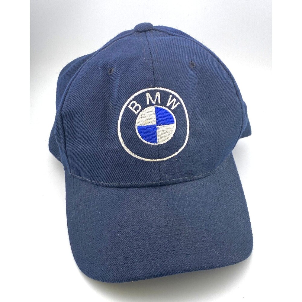 BMW Snapback Hat Cap Wool Blend Navy Blue Adult OS Embroidered Logo Big Boy